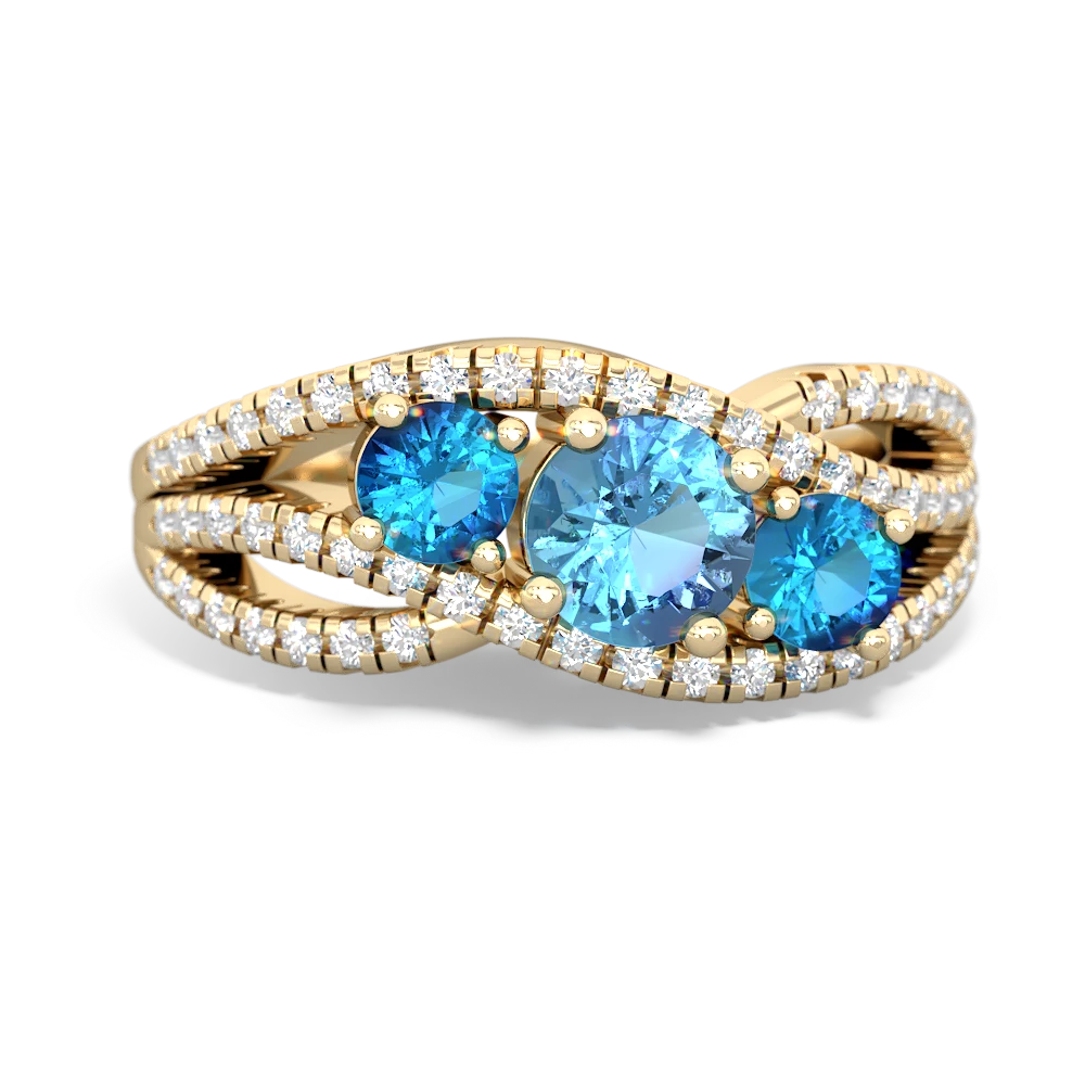 Blue Topaz Three Stone Aurora 14K Yellow Gold ring R3080