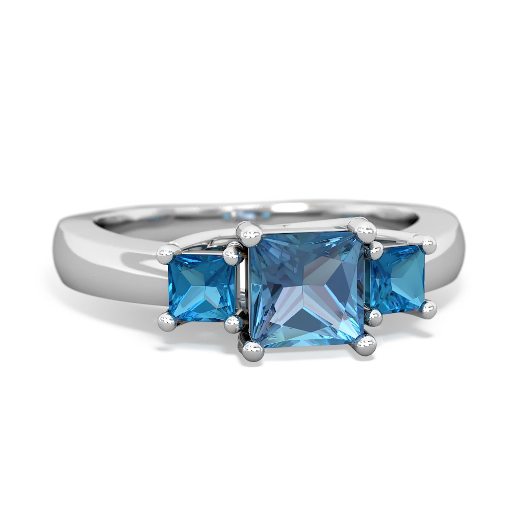 Blue Topaz Three Stone Trellis 14K White Gold ring R4015