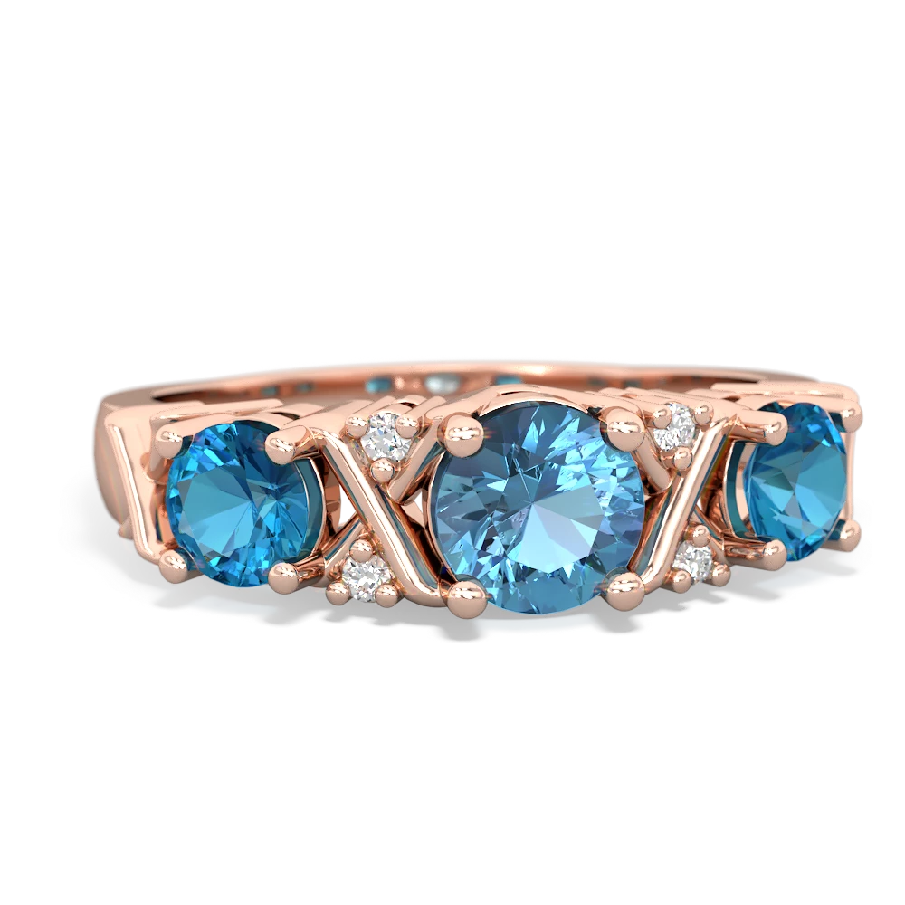 Blue Topaz Hugs And Kisses 14K Rose Gold ring R5016