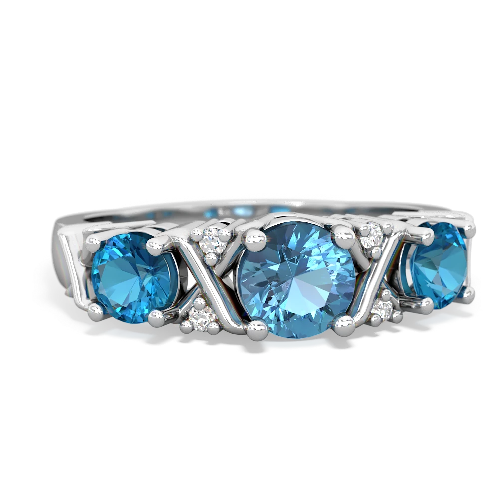 Blue Topaz Hugs And Kisses 14K White Gold ring R5016