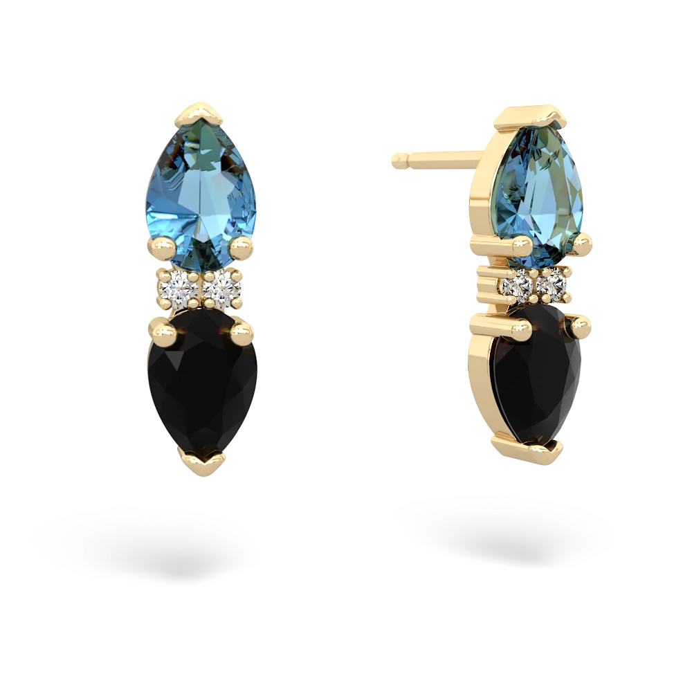 Blue Topaz Bowtie Drop 14K Yellow Gold earrings E0865