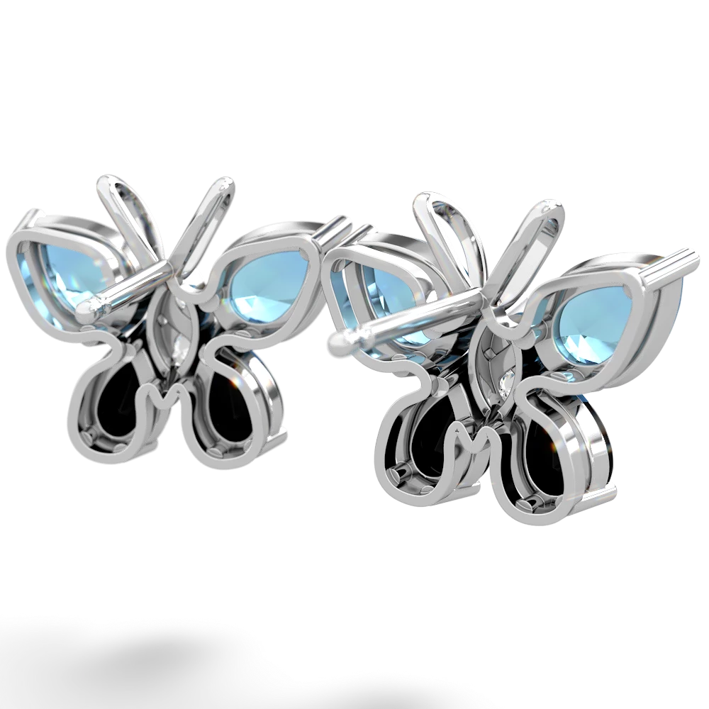 Blue Topaz Butterfly 14K White Gold earrings E2215