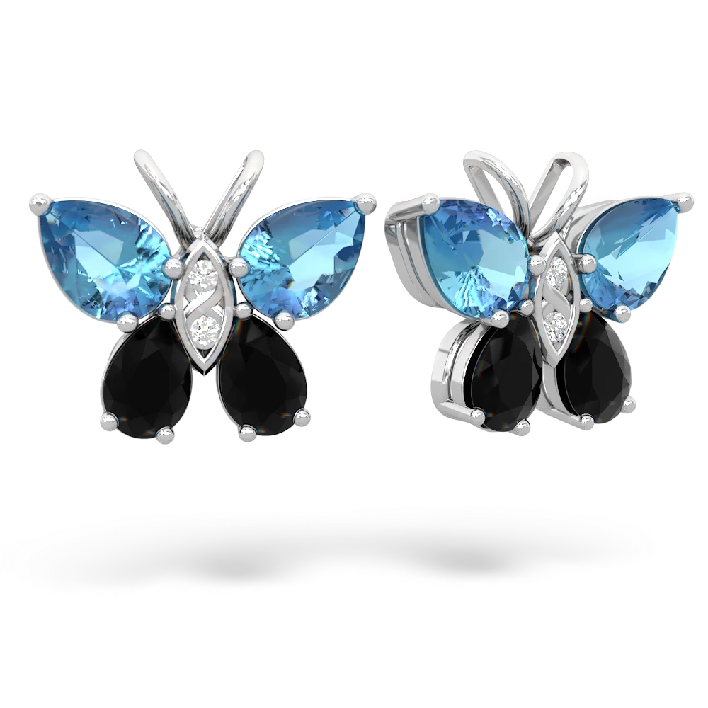 Blue Topaz Butterfly 14K White Gold earrings E2215