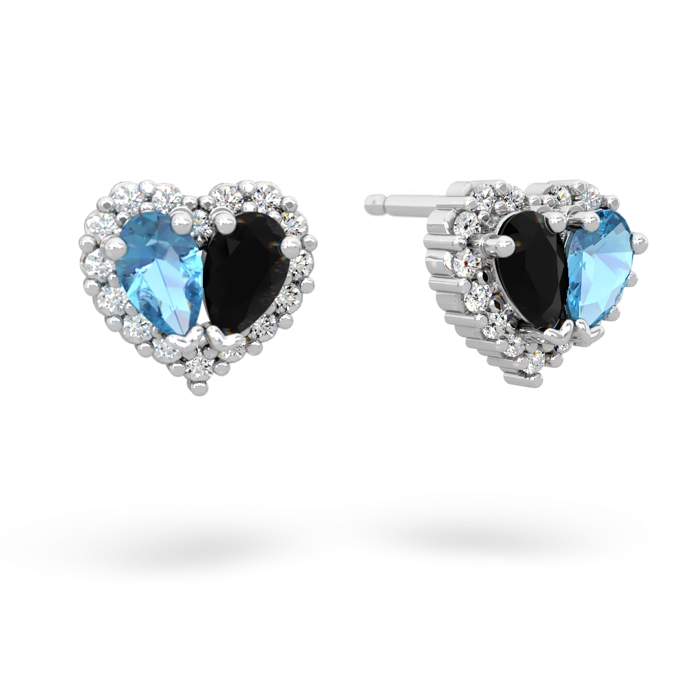 Blue Topaz Halo 14K White Gold earrings E7008