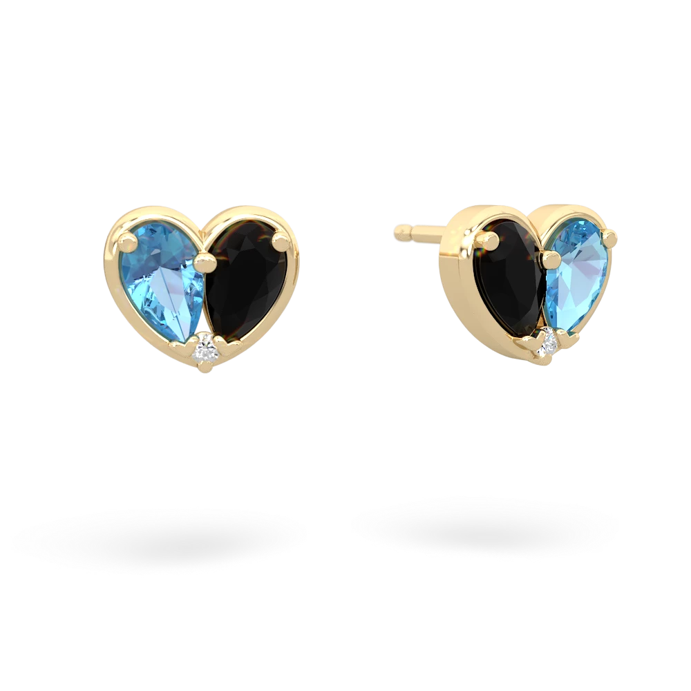 Blue Topaz 'Our Heart' 14K Yellow Gold earrings E5072