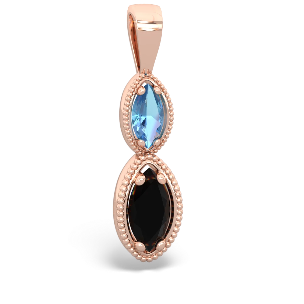 Blue Topaz Antique-Style Halo 14K Rose Gold pendant P5700