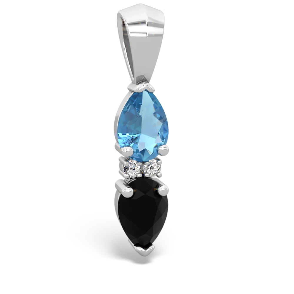 Blue Topaz Bowtie Drop 14K White Gold pendant P0865