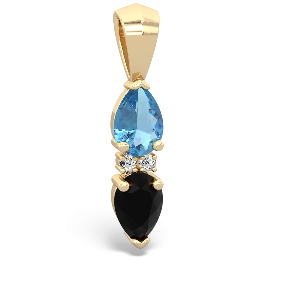 Blue Topaz Bowtie Drop 14K Yellow Gold pendant P0865