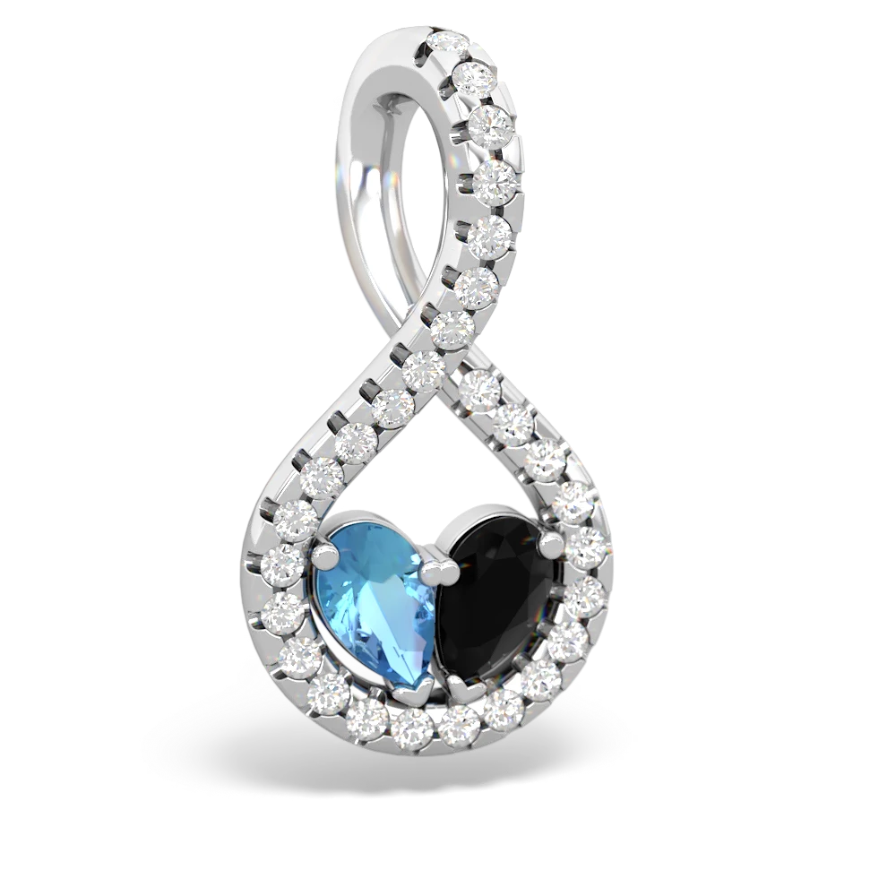 Blue Topaz Pave Twist 'One Heart' 14K White Gold pendant P5360