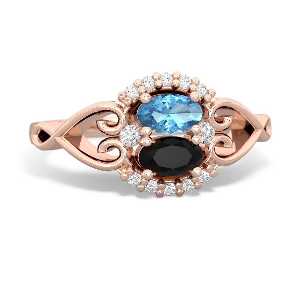 Blue Topaz Love Nest 14K Rose Gold ring R5860