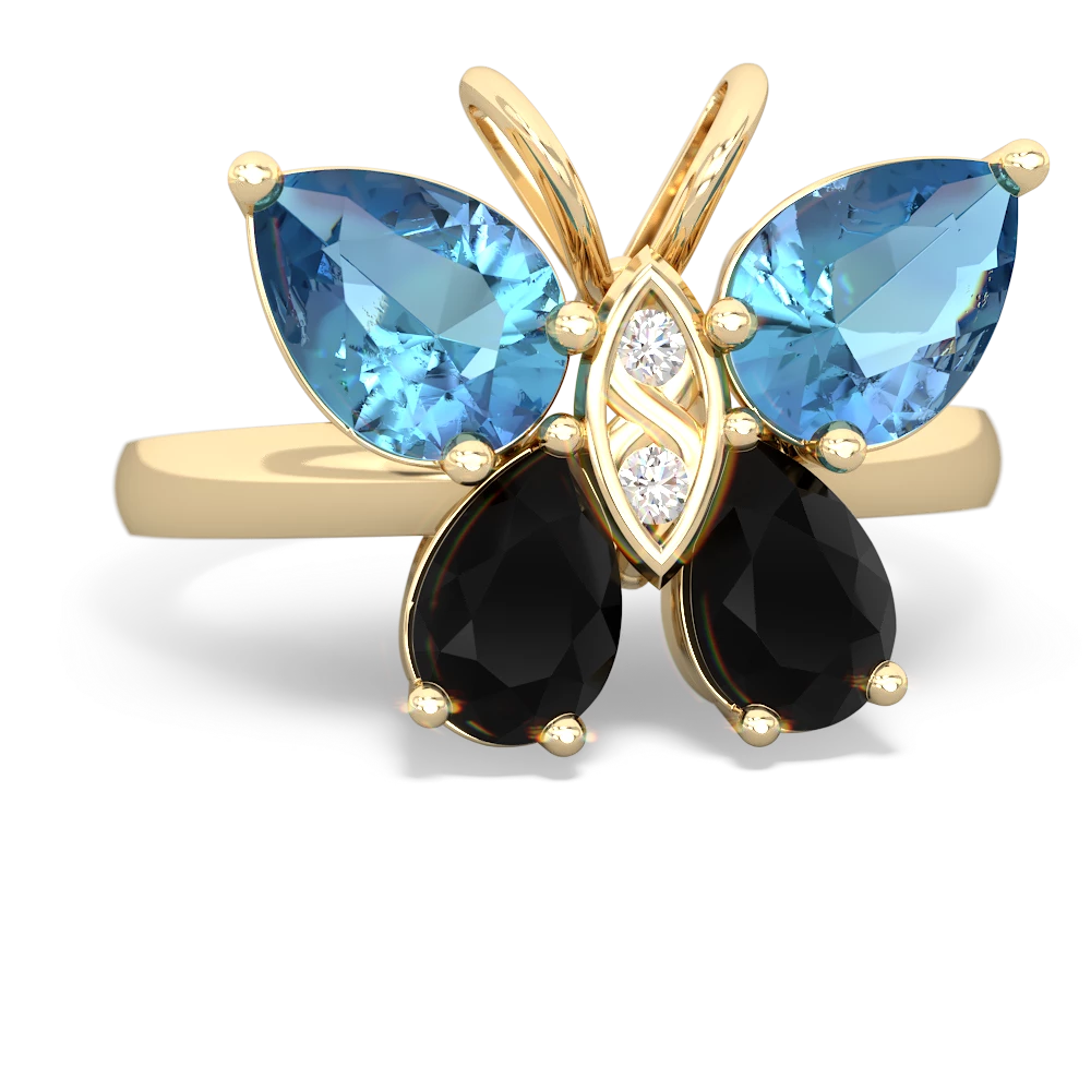 Blue Topaz Butterfly 14K Yellow Gold ring R2215