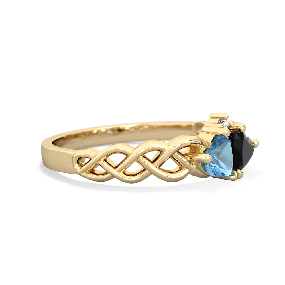 Blue Topaz Heart To Heart Braid 14K Yellow Gold ring R5870