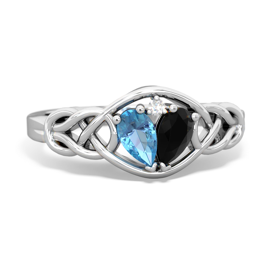 Blue Topaz Celtic Love Knot 14K White Gold ring R5420