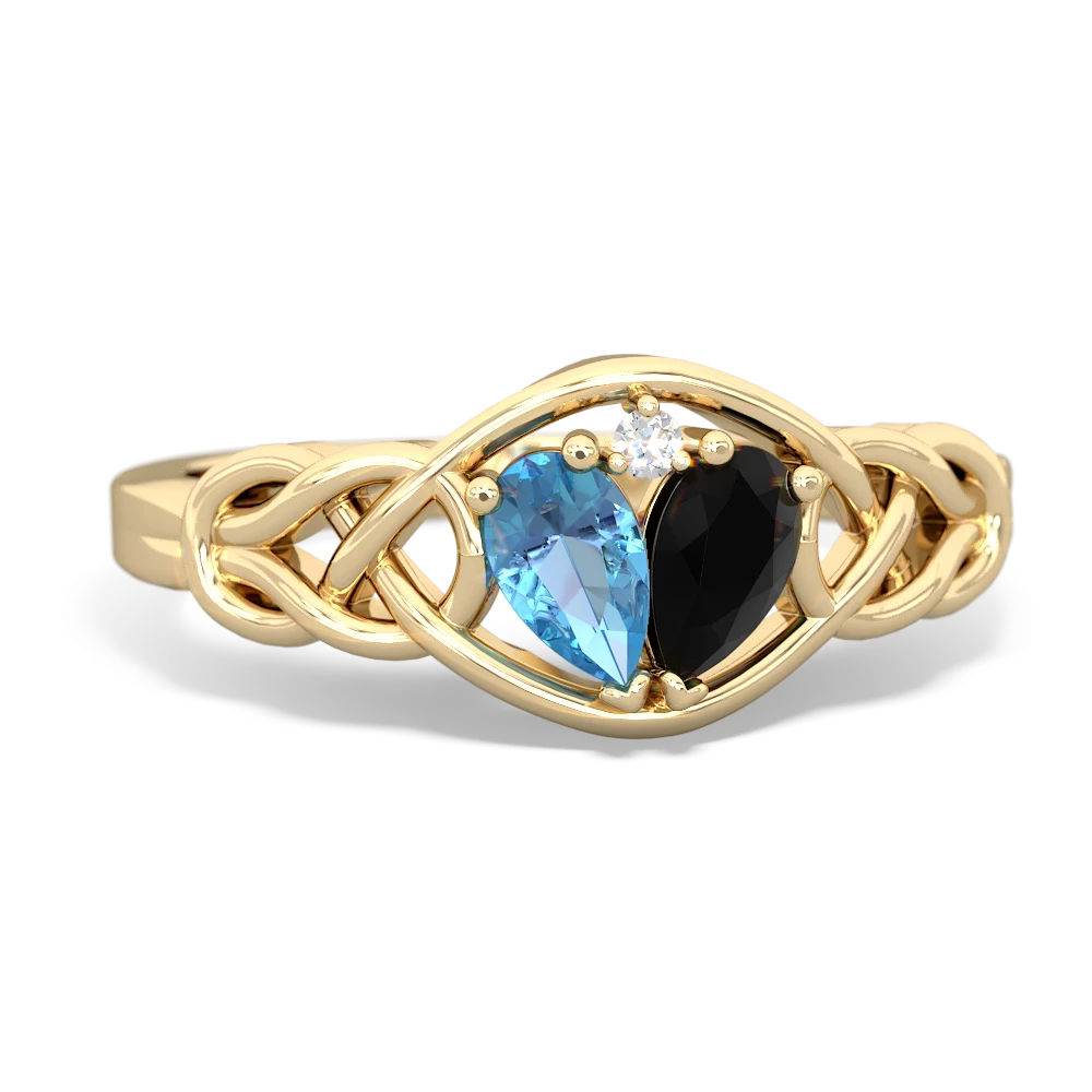 Blue Topaz Celtic Love Knot 14K Yellow Gold ring R5420