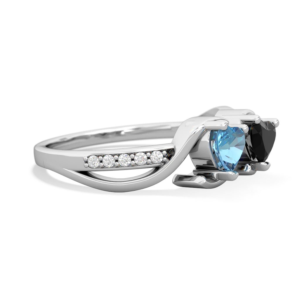 Blue Topaz Side By Side 14K White Gold ring R3090