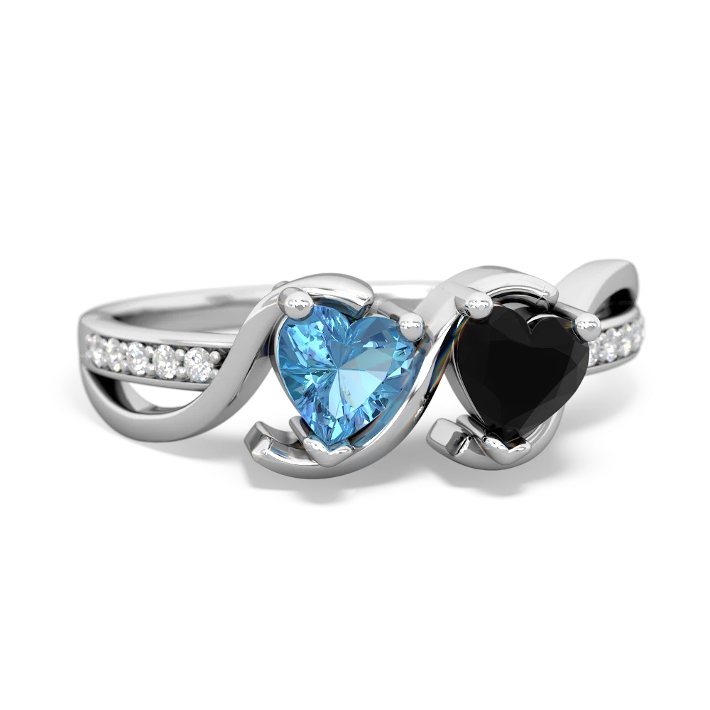 Blue Topaz Side By Side 14K White Gold ring R3090