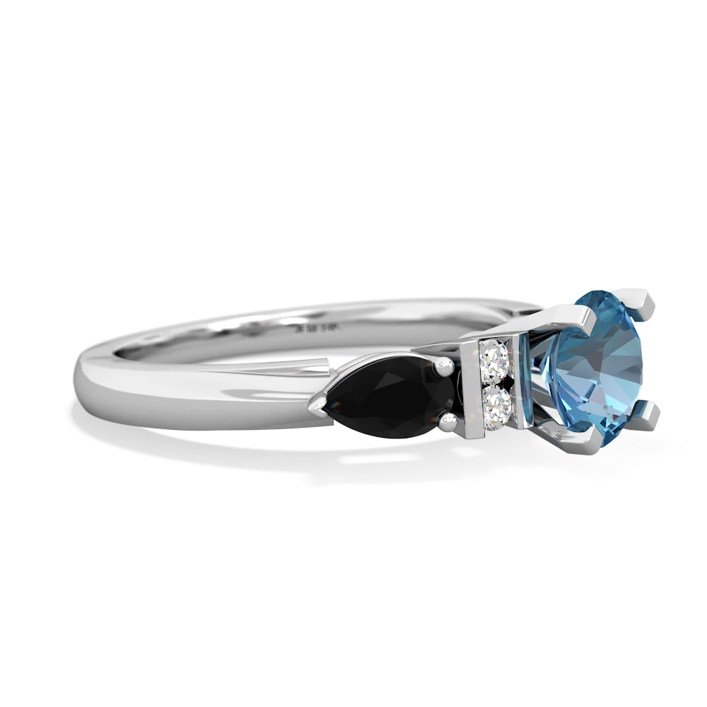 Blue Topaz 6Mm Round Eternal Embrace Engagement 14K White Gold ring R2005