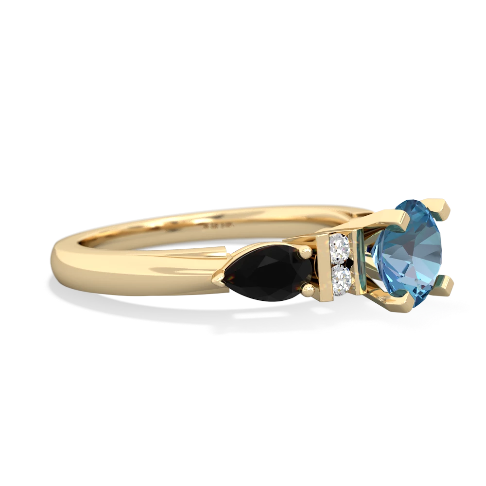 Blue Topaz 6Mm Round Eternal Embrace Engagement 14K Yellow Gold ring R2005