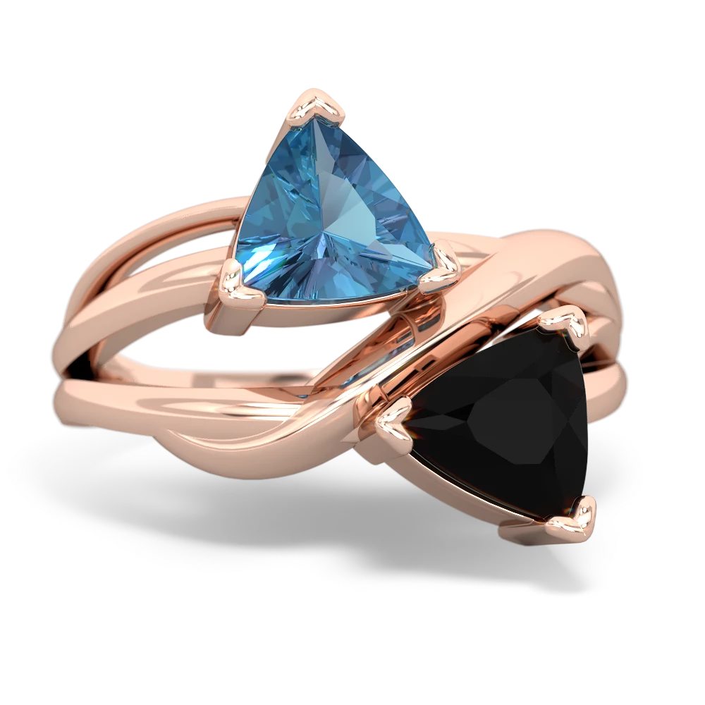 Blue Topaz Split Band Swirl 14K Rose Gold ring R2341