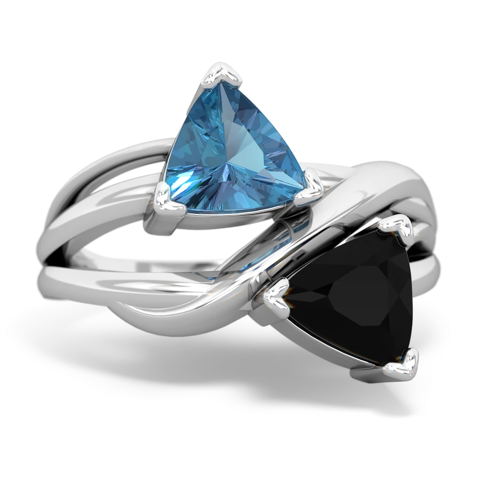 Blue Topaz Split Band Swirl 14K White Gold ring R2341