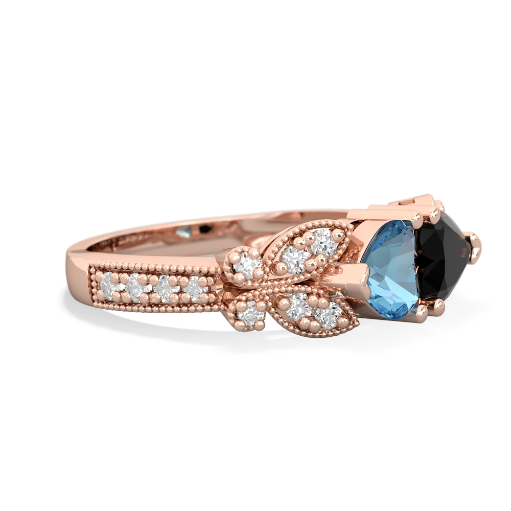 Blue Topaz Diamond Butterflies 14K Rose Gold ring R5601