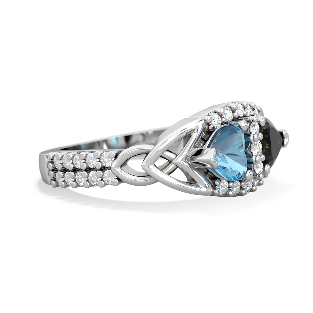 Blue Topaz Sparkling Celtic Knot 14K White Gold ring R2645