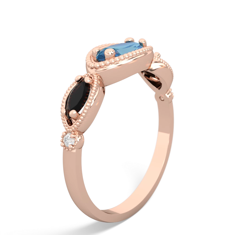 Blue Topaz Milgrain Marquise 14K Rose Gold ring R5700