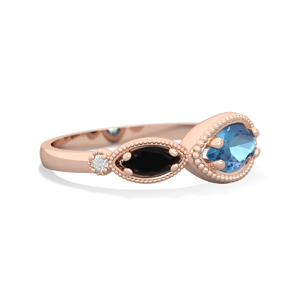 Blue Topaz Milgrain Marquise 14K Rose Gold ring R5700