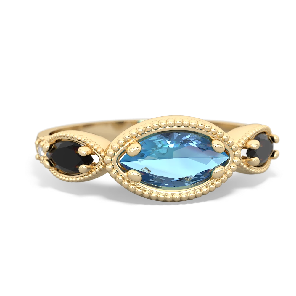 Blue Topaz Milgrain Marquise 14K Yellow Gold ring R5700