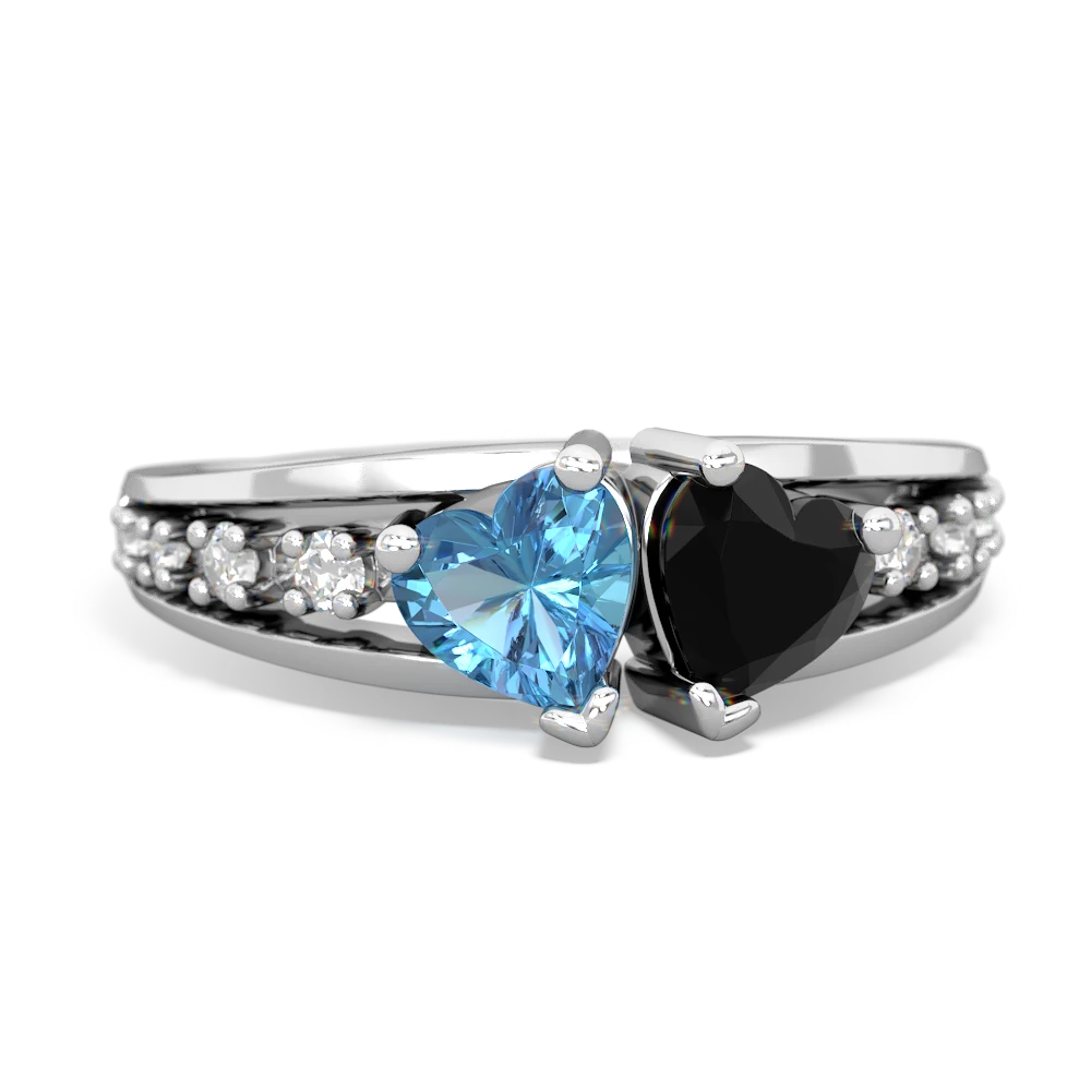 Blue Topaz Heart To Heart 14K White Gold ring R3342