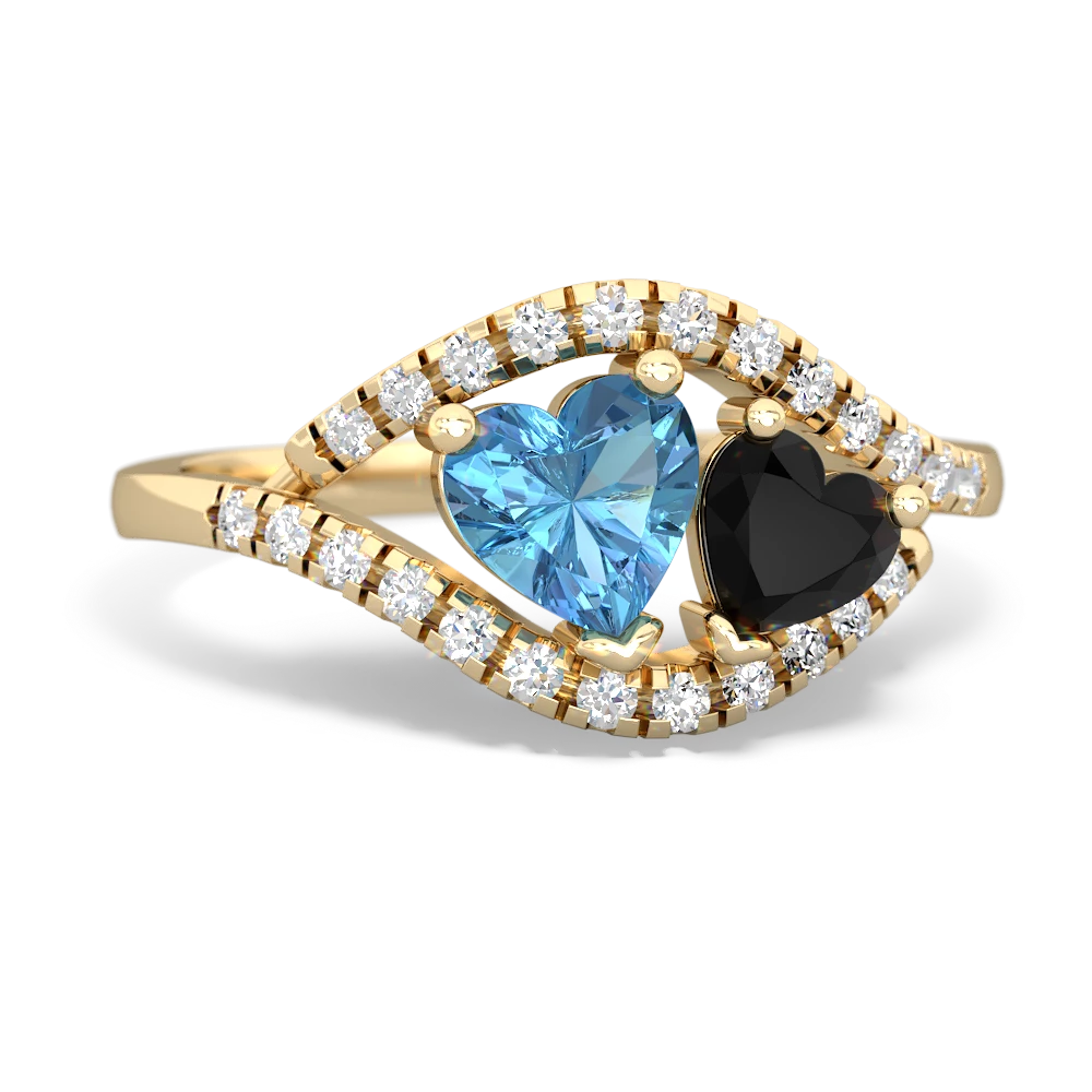 Blue Topaz Mother And Child 14K Yellow Gold ring R3010