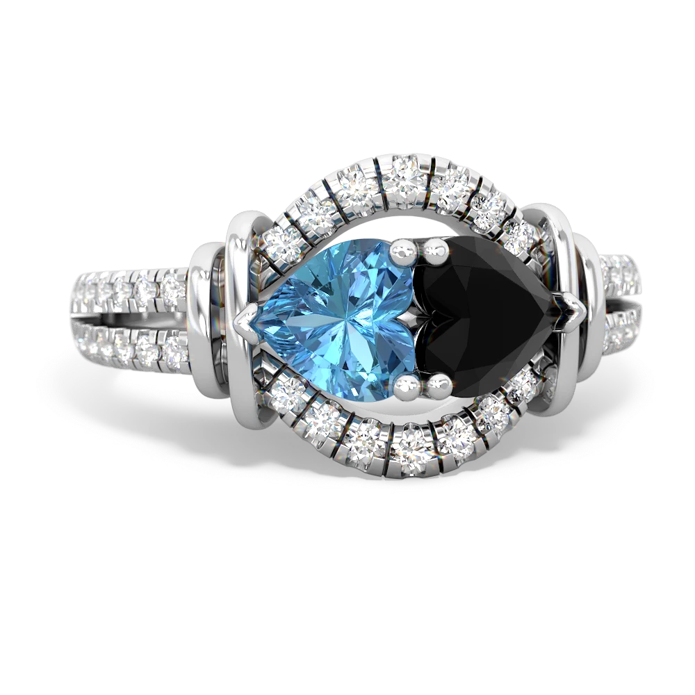 Blue Topaz Art-Deco Keepsake 14K White Gold ring R5630