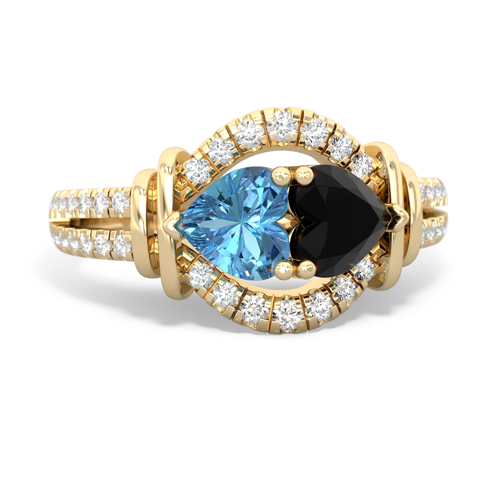 Blue Topaz Art-Deco Keepsake 14K Yellow Gold ring R5630