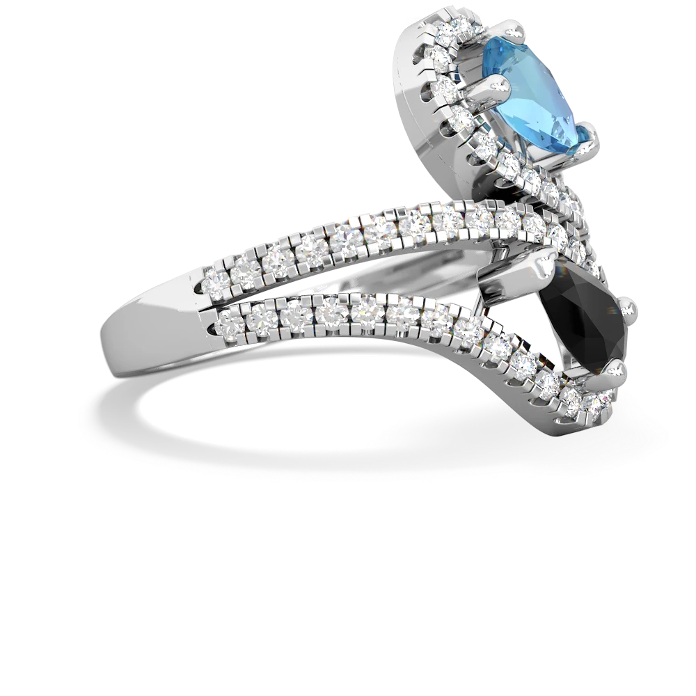 Blue Topaz Diamond Dazzler 14K White Gold ring R3000