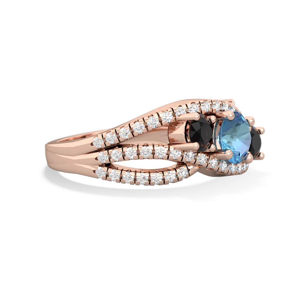 Blue Topaz Three Stone Aurora 14K Rose Gold ring R3080