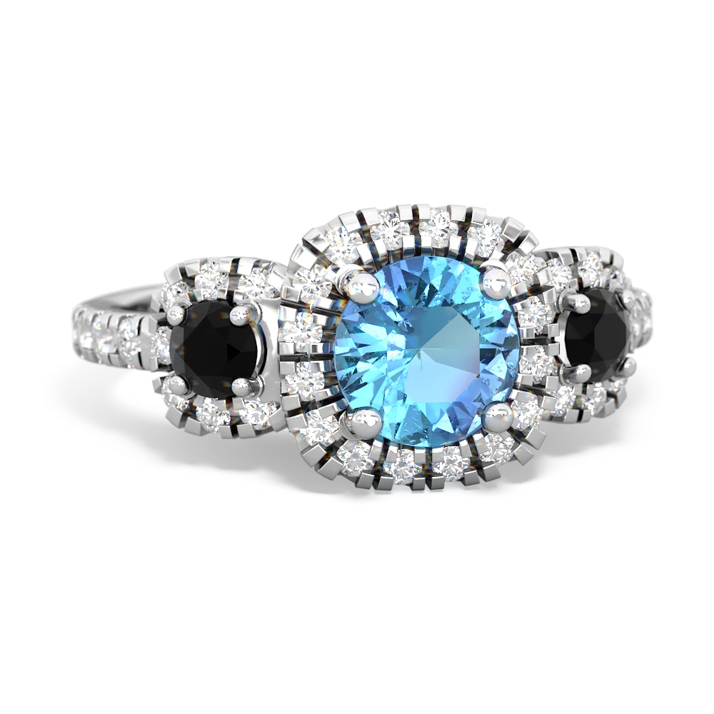 Blue Topaz Regal Halo 14K White Gold ring R5350