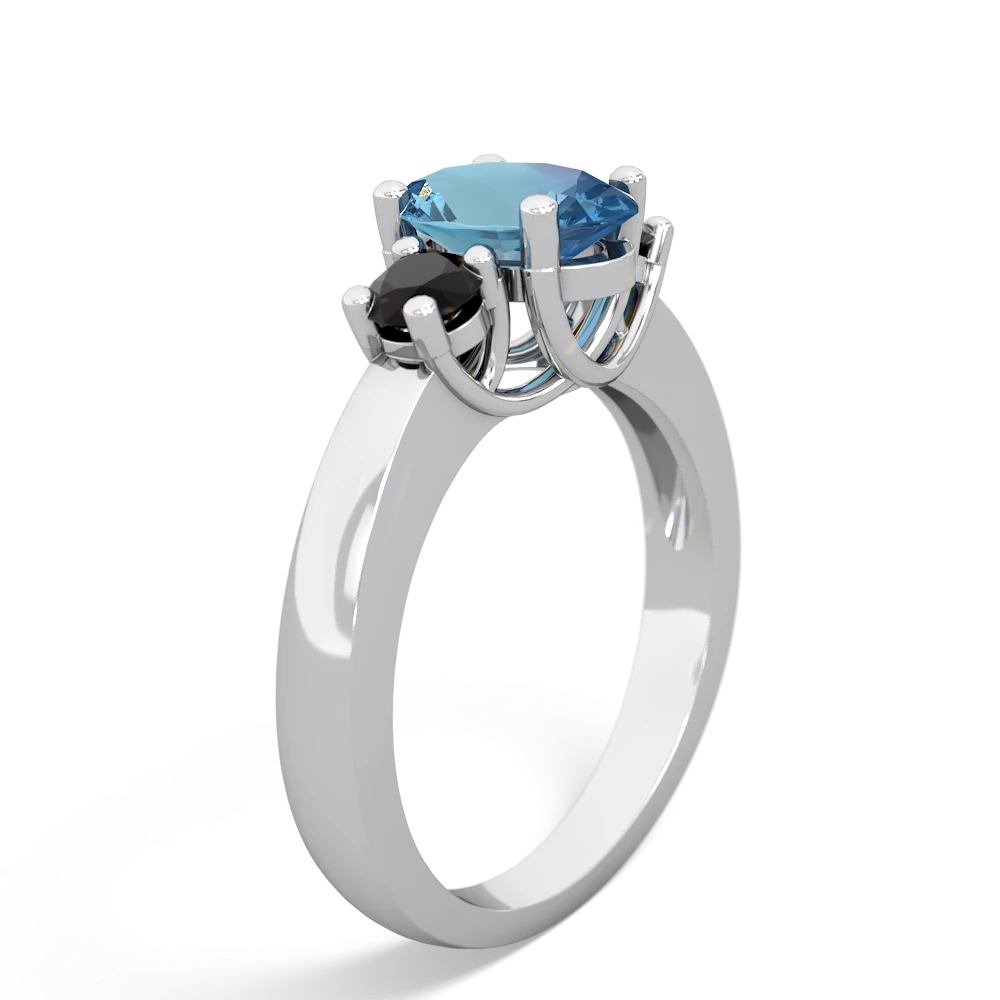 Blue Topaz Three Stone Oval Trellis 14K White Gold ring R4024