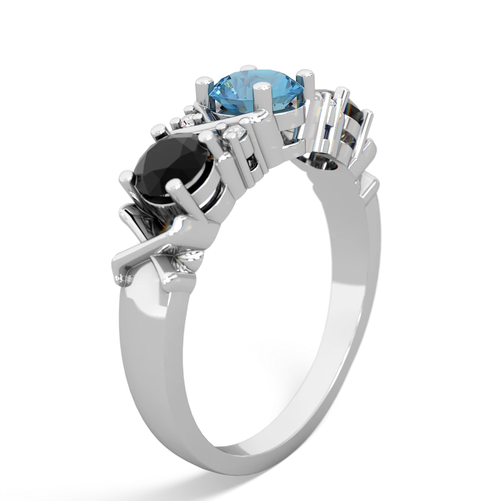 Blue Topaz Hugs And Kisses 14K White Gold ring R5016