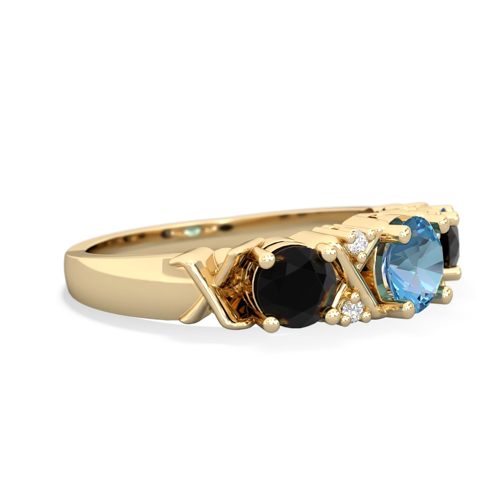 Blue Topaz Hugs And Kisses 14K Yellow Gold ring R5016