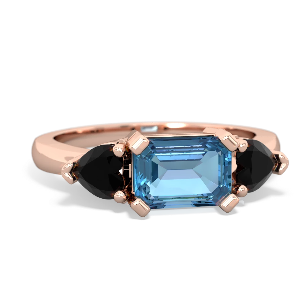 Blue Topaz Three Stone 14K Rose Gold ring R5235