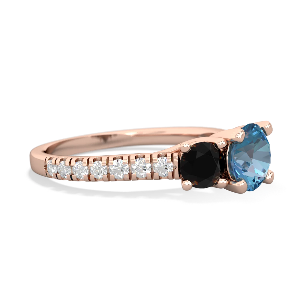 Blue Topaz Pave Trellis 14K Rose Gold ring R5500