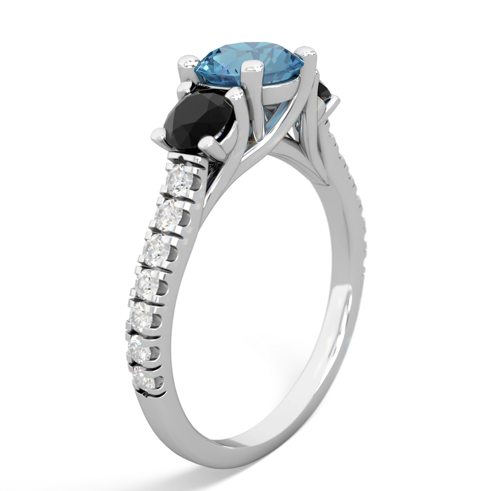 Blue Topaz Pave Trellis 14K White Gold ring R5500