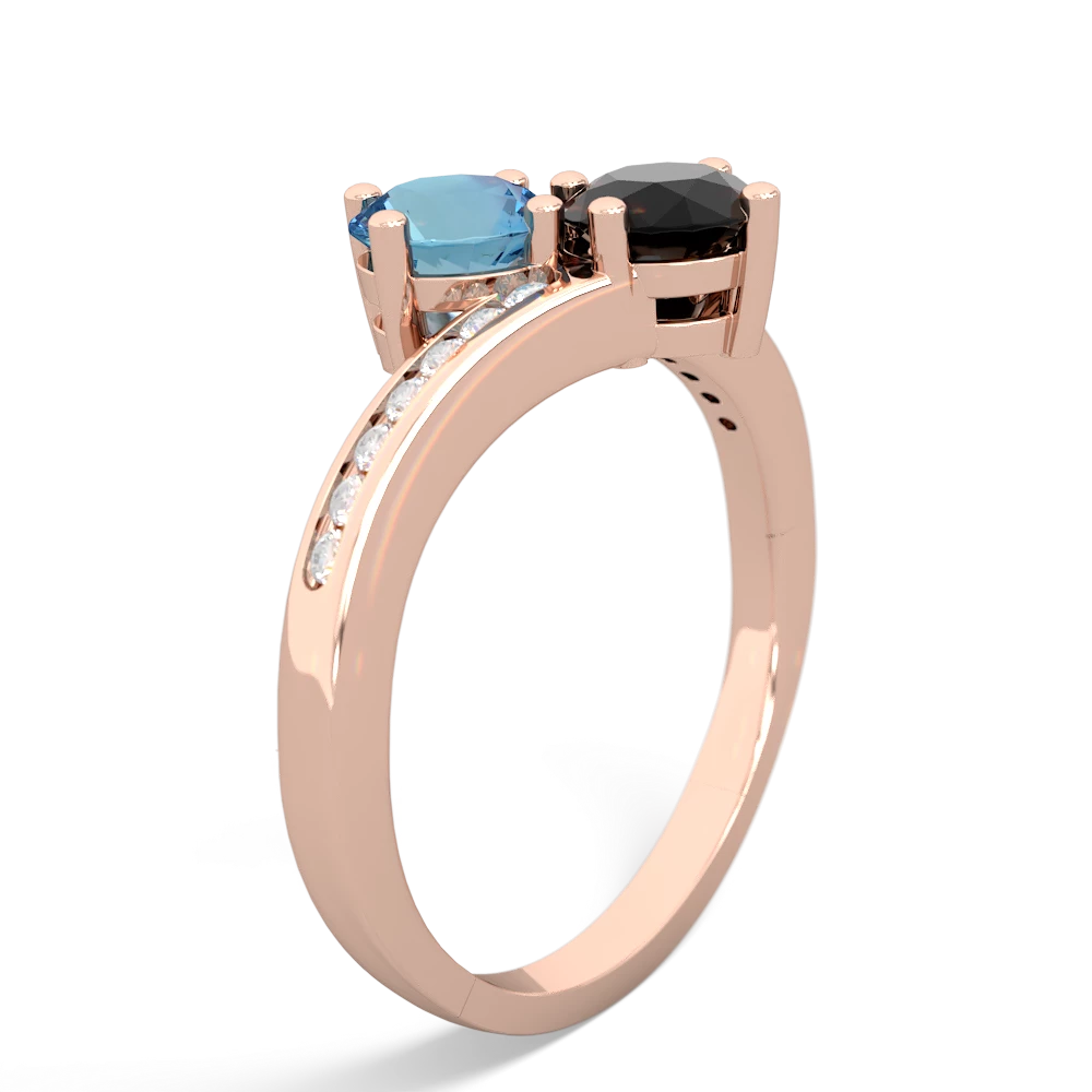 Blue Topaz Channel Set Two Stone 14K Rose Gold ring R5303