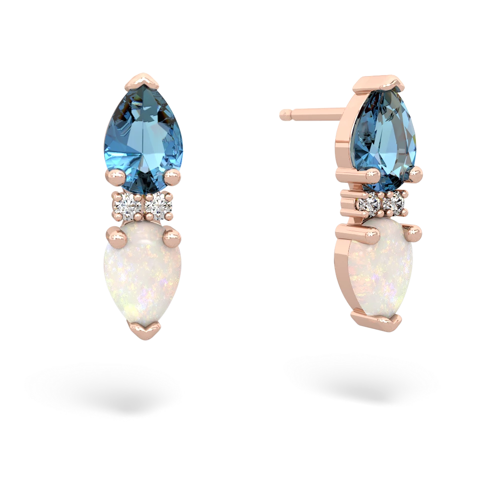 Blue Topaz Bowtie Drop 14K Rose Gold earrings E0865