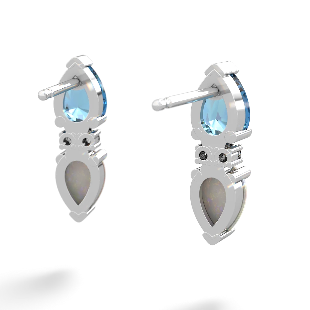 Blue Topaz Bowtie Drop 14K White Gold earrings E0865