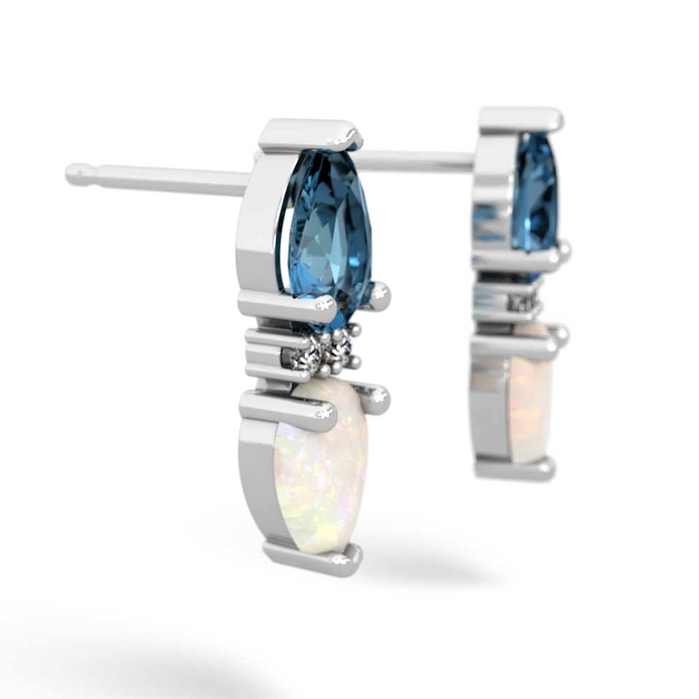 Blue Topaz Bowtie Drop 14K White Gold earrings E0865