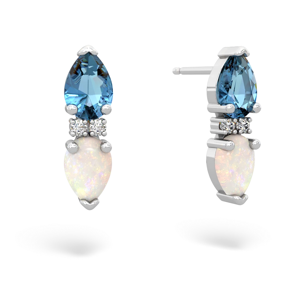 Blue Topaz Bowtie Drop 14K White Gold earrings E0865