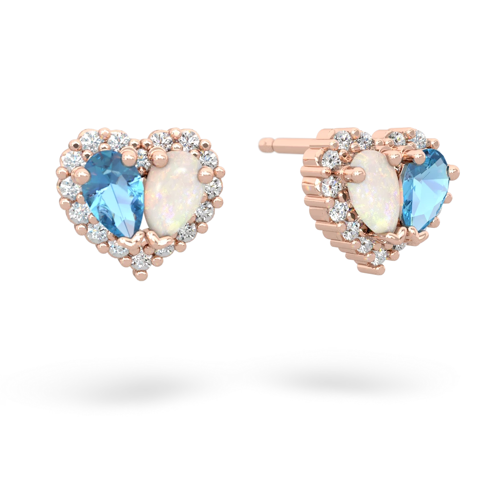 Blue Topaz Halo 14K Rose Gold earrings E7008