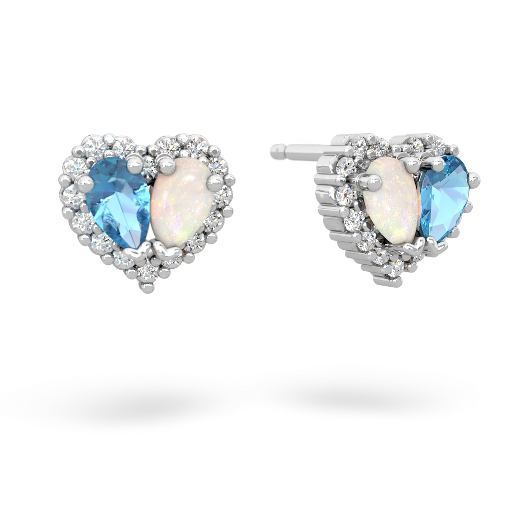 Blue Topaz Halo 14K White Gold earrings E7008