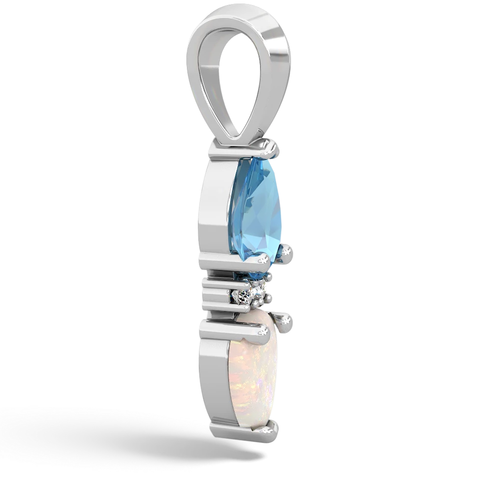 Blue Topaz Bowtie Drop 14K White Gold pendant P0865